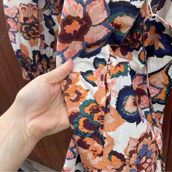 Cleobella floral block print cotton poplin shirt dress 14 - Picture 10 of 16